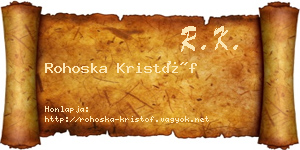 Rohoska Kristóf névjegykártya